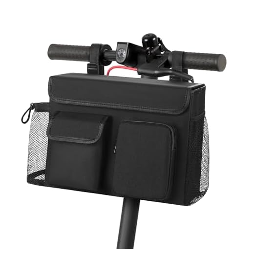Electric Scooter Bag Wheelchair Bag, Scooter Storage Bag with 15-Inch Laptop Pocket and Cup Holders, Durable Basket for Scooter, Wheelchair and Bike, Mobility Scooter Accessories for Adults (Black)