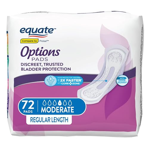 Equate Options Womens Moderate-Regular Incontinence Pads 72 Count with IncrediShop Gift Bookmark