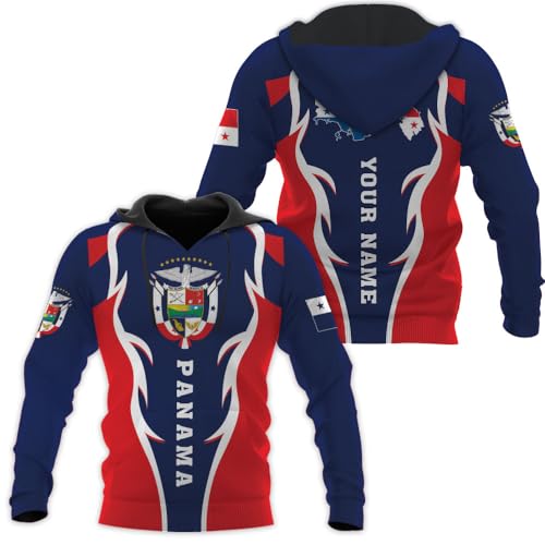 Vybonz Personalized Panama Coat of Arms Hoodie Zip Panamanian Pride Sweatshirt Panama Hombres Camisa Pride Shirt Men Women