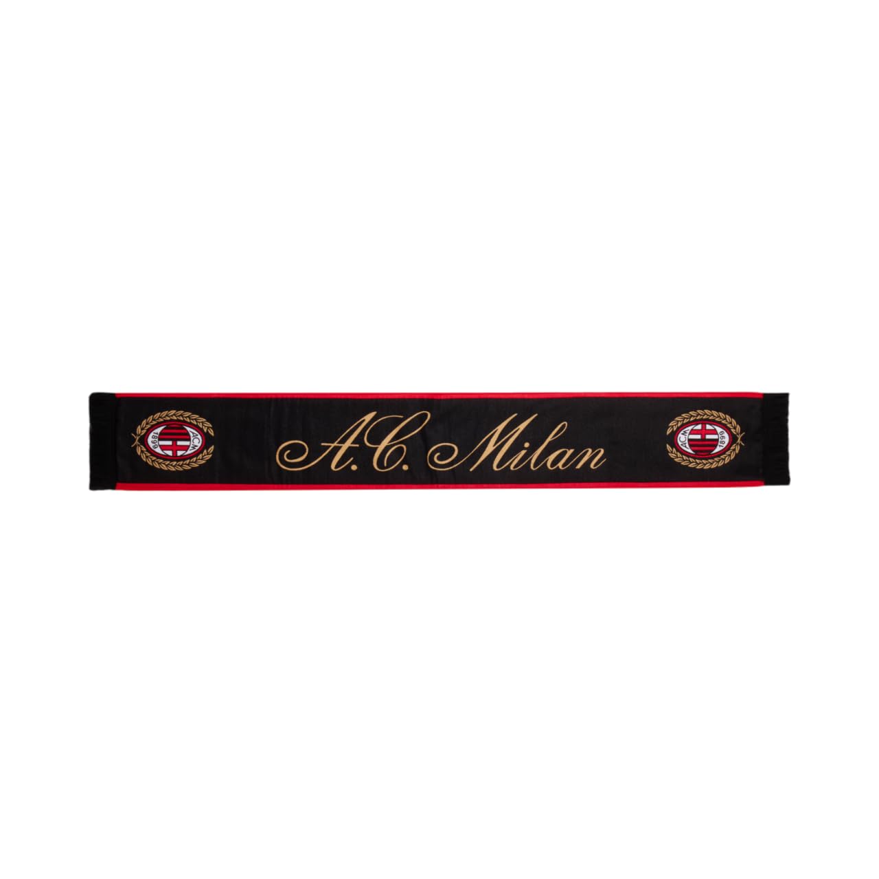 AC Milan Official Acrylic Scarf - Official Product - Various Designs and Lettering, Black, One Size