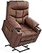 Esright Power Lift Chair Electric Recliner for Elderly Heated Vibration Massage Fabric Sofa Motorized Living Room Chair with Side Pocket and Cup Holders, USB Charge Port&Massage Remote Control, Brown