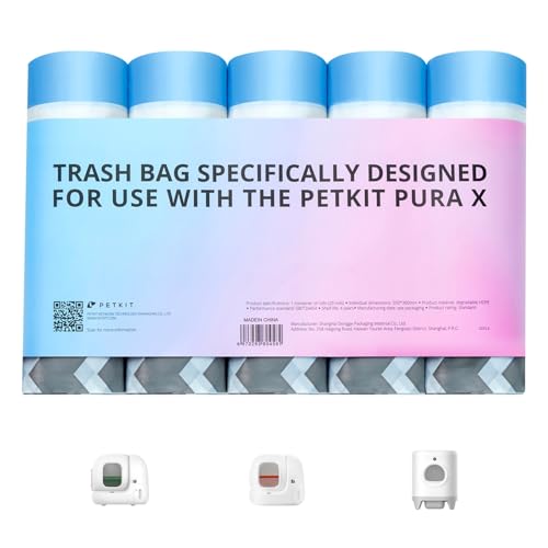 PETKIT PuraX PuraMax Replaced Waste Bags-5 Rolls, Portable Cat Litter Waste Receptacles Bags for Self-Cleaning Cat Litter Box