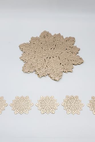 Marco Paul Gold Snowflake Placemats And Coaster Sets 12pc - Hard Wearing PVC Vinyl Gold Christmas Place Mats For Table - Easy Clean Christmas Place Mats Set Of 6 For Home Restaurant Dining Table Mat - Cosy Home Interiors Marco Paul Gold Snowflake Placemats And Coaster Sets 12pc - Hard Wearing PVC Vinyl Gold Christmas Place Mats For Table - Easy Clean Christmas Place Mats Set Of 6 For Home Restaurant Dining Table Mat - Image 7