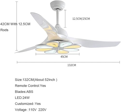 Miniatura 3 de DANN - Ventiladores de techo con luz LED de 110 V 220 V control remoto luces colgantes para sala de estar lámpara LED con ventilador