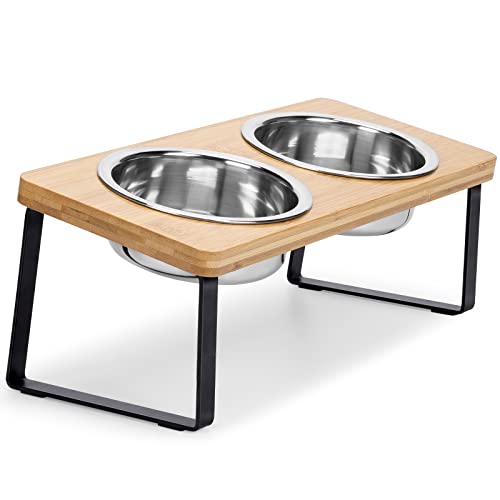 Loplurea ECB0001 Elevated Cat Bowls For Food And Water - Loplurea 15° Tilted Raised Stainless Steel Cat Food Bowl With Bamboo Stand And Anti Vomit Feeding Station For Indoor Cats And Pet… thumb #7