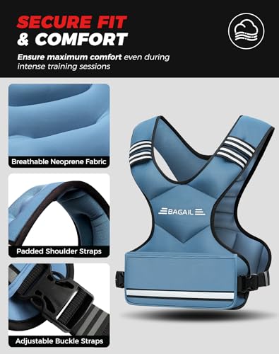 Image of BAGAIL Adjustable Weighted Vest for Women 4-10lb /12-18lb /20-32lb, Comfortable U-Neck Rucking Vest with 6 Removable Weights, Storage Pocket and Reflective Strips for Walking, Jogging, Weight Loss