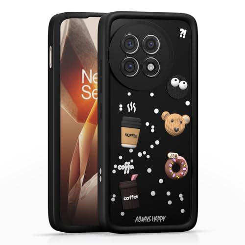Image of Pikkme Back Cover for OnePlus 13R 5G | Cute Fun Cartoon 3D Bear Silicone Full Body Protection Bumper Case (Black)