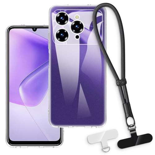 OAGELIM 2-in-1�ی�P�[�X�ƃ��X�g�X�g���b�v Oukitel C6 2025 �Ƃ̌݊������� ���O���\�ȃ��j���[�h�t���d�b�J�o�[�A����~�ߕ����h�~�O���b�v�n���h�� (�N���A + �u���b�N)