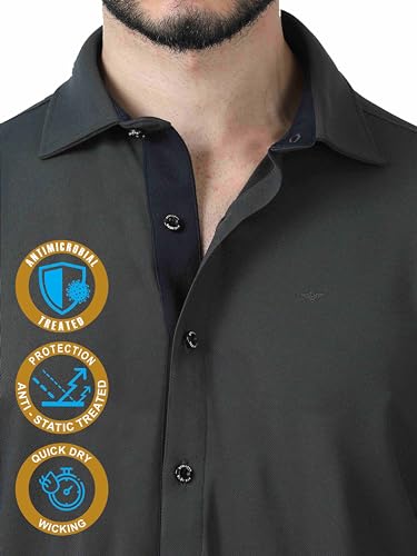 Image of STELLERS Men's Premium Full Sleeve Shirt | Feather Touch Feel| Regular Fit| Odour Resistant| Anti-Static| Wrinkle Free| Quick Dry | Stretchable| Lightweight| Sweat-Proof