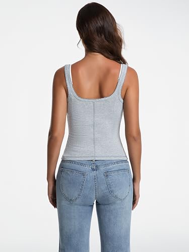 Button Down Ribbed Tank Tops for Women Sleeveless Going Out Tops Lightweight Cotton T Shirts Sexy Y2K Slim Vest4