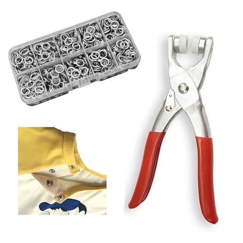 Druckknöpfe,100 Sätze Metalldruckknöpfe mit Verschluss Zange Presse Werkzeugsatz,Druckknöpfe Ohne Nähen,Für DIY Basteln,Kinderbekleidung,Kleidung Taschen. (Silber-9,5 MM)