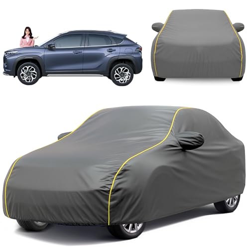 Image of Waterproof Car Cover Compatible with Maruti Fronx with Mirror Pocket, Soft Cotton Lining, Waterproof Fronx Car Cover- Metallic Grey
