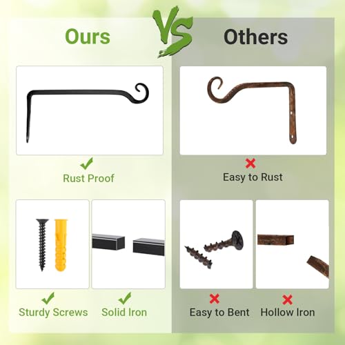 image for Mkono Hanging Plant Bracket 10 inch Metal Wall Plant Hook Decorative P