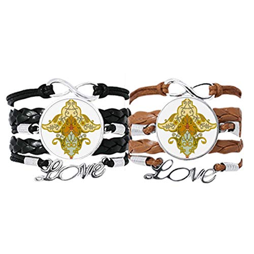Bracelet en cuir motif baroque contre les allergies aux bijoux métalliques