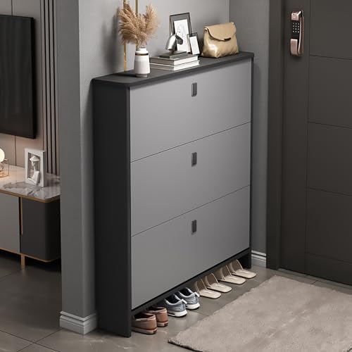 Meuble à chaussures coulissant et pivotant | Rangement gain de place pour entrée étroite