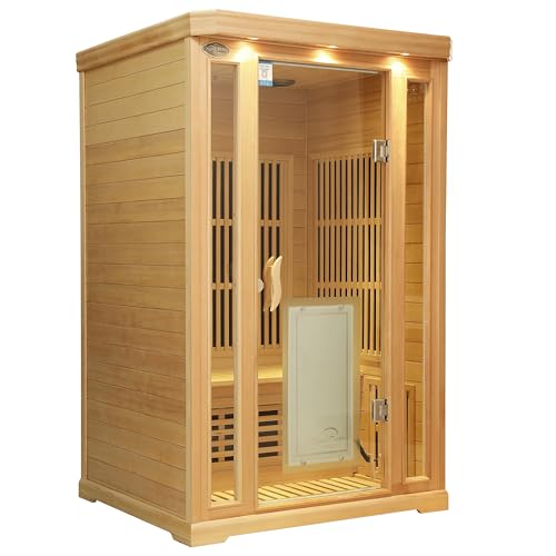 SAUNA DOCTOR 2-Person Far Infrared Sauna for Home, 2000W Flame-Retardant Graphene Heating & Low EMF, Canadian Hemlock Wood Indoor Sauna with Integrated Air Purification, Foot Massage & Bluetooth