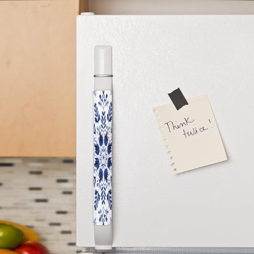 Image of Pardick Refrigerator Door Handle Covers Set of 2 Blue Ethnic Flower Washable Fridge Dishwasher Mocrowave Oven Stove Decor Protector Handle Cover Keep Kitchen Appliance Clean from Food Stains Decorate