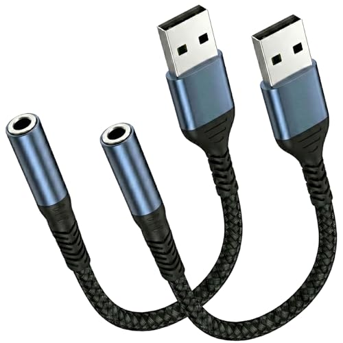 USB to 3.5mm Audio Adapter with Sound Card for PC, Mac, PS5
