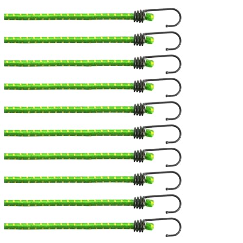 COM-FOUR® Juego de 10 Piezas de tensores de Goma - tensores de Equipaje - expansores con Ganchos - Correas elásticas para asegurar la Carga - cinturón Tensor