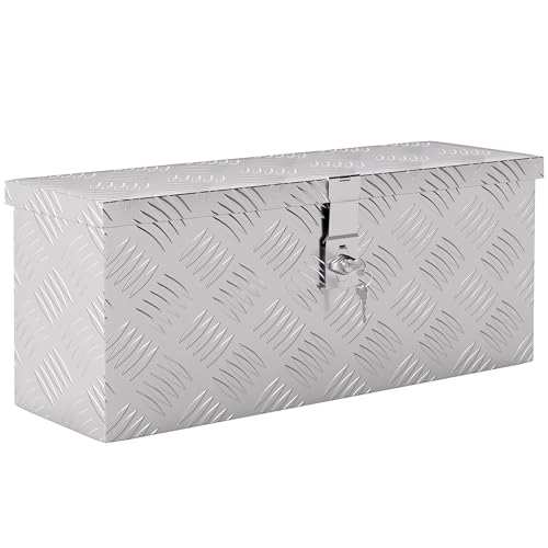 HOMCOM Boîte de rangement - boîte à outils en aluminium - caisse à outil alu. verrouillage clé dim. 50L x 15,5l x 20,5H cm - argent