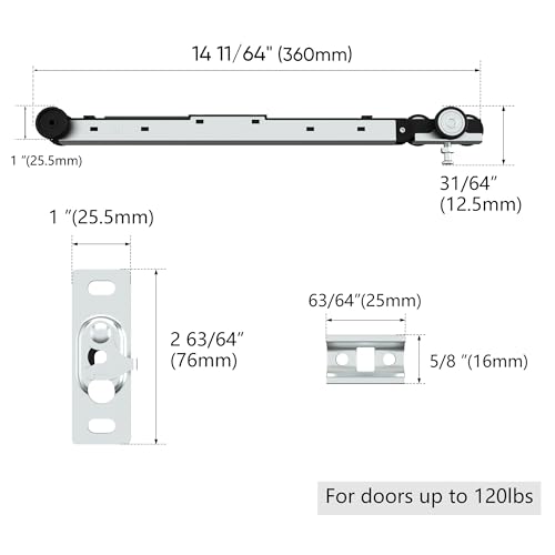 JUBEST Pocket Door Roller with 120LBS Soft Close Mechanism, Two-Way Soft Close, Three-Wheel Pocket Door Hanger, Double Sided Pocket Door Hardware by JUBEST - Used condition - Image 4