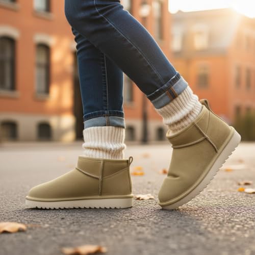 Image of CUSHIONAIRE Hip-3 Genuine Suede Leather Ankle Boots for Women - Pull On Cozy Faux Fur Boots Womens Shoes with Comfortable Memory Foam