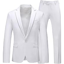 Men Business Casual Slim Fit Suits Pants Formal Wedding White Party Blazers Jacket Trousers 2 Pcs Set