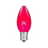 Novelty Lights 25 Pack C9 Outdoor Christmas Replacement Bulbs, Pink, E17/C9 Intermediate Base, 7 Watt