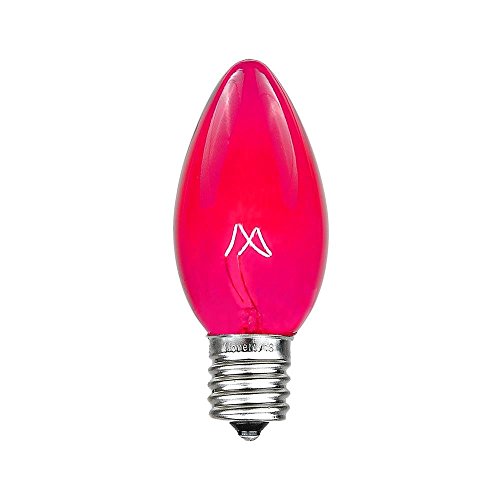 Novelty Lights Incandescent Christmas Replacement Bulbs - Indoor/Outdoor Individual Bulbs for Christmas Tree, Display, & More - C9/E17 Intermediate Base, 7 Watt Lights (Pink, 25 Pack)