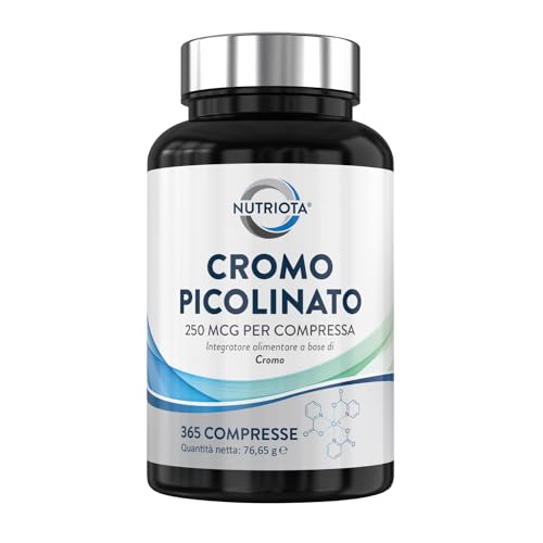 Nutriota Integratore Alimentare Cromo Picolinato 250 mcg, 365 Compresse