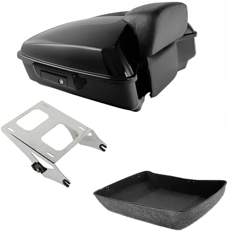 TCMT Chopped Tour Pack - Portaequipaje negro con respaldo y estante superior, adecuado para Harley Road Street Glide 14-20