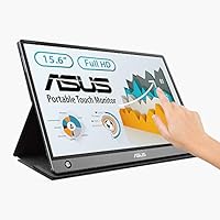 ASUS ZenScreen Touch MB16AMT 15.6-inch FULL HD USB portable monitor, IPS, 10-point Touch, Built-in Battery, Hybrid Signal Solution, USB Type-C, Micro-HDMI, Gray