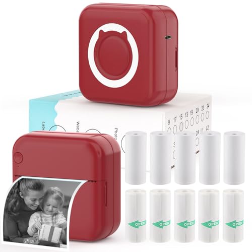 HUIJUTCHEN Mini Photo Printer - Portable Pocket Sticker Printers for iPhone Thermal Printer with 10...