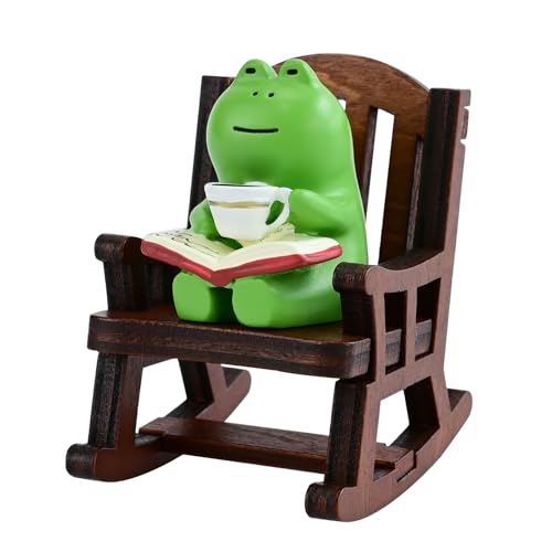 Mevodeata Cute Mini Frog Figurine with Small Sofa Resin Figure