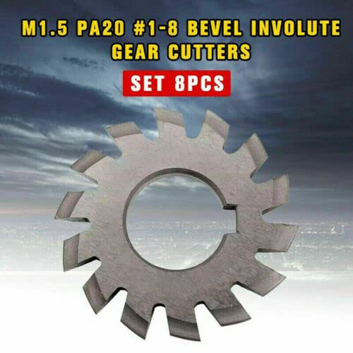 8Pcs/Set HSS M1.5 Bore 22mm 20°Degree #1-8 Bevel Involute Gear Cutter Module 1.5