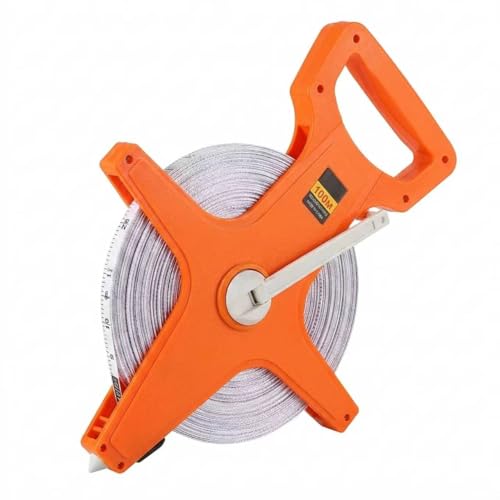 330 Feet Open Reel Fiberglass Tape Measure, Dual Sided Engineer Surveyor Tape, 100M Metric & Imperial Measuring Tape, Heavy Duty Construction for Surveying, Engineering, Landscaping and Industrial Use