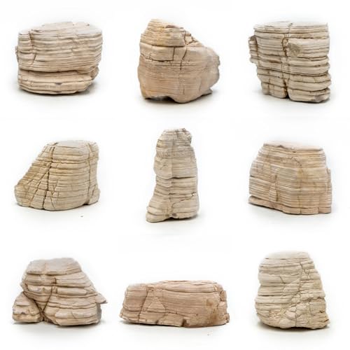 KINGRUI Natural Aquarium Rocks PH Neutral Stone 2-7inch Fish Rocks 10LB Pagoda Rocks for Aquariums, Landscaping Model,Tank Decoration,Amphibian Enclosures-6-7Pcs