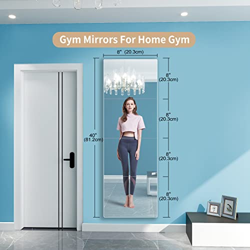 Quegau Shatterproof Wall Mirror Full Length,Kids Mirror For Bedroom,Gym Mirrors For Home Gym,Plexiglass Extra Thick: 1/8",8"X8"X4Pcs,Workout Mirrors Safe For Baby,Long Over The Door Mirror Wall #TOP6