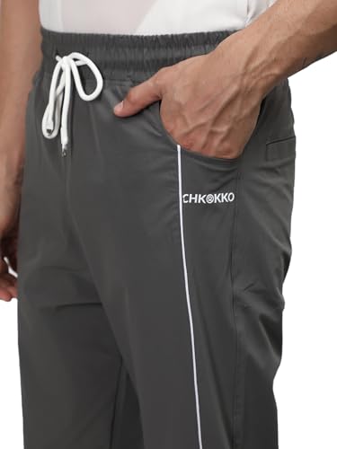 Image of CHKOKKO Men's Regular Fit Mid Rise Solid Sports Running Gym Track Pant Lower With Pocket