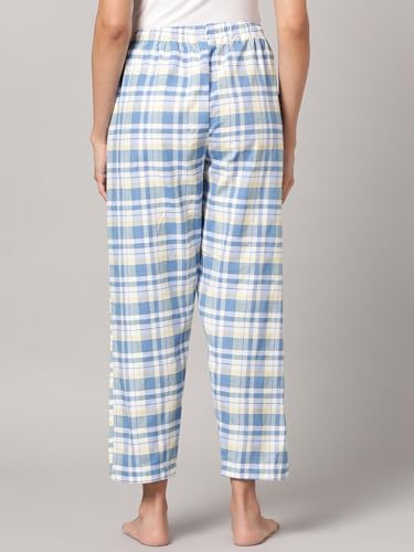 Image of KRYPTIC Women's 100% Pure Cotton Woven Pyjama | Mid Rise Relaxed Fit Full Length Nightwear Pant with Elasticated Drawstring Waistband & Side Pocket | Comfortable Lounge, Sleepwear & Casual Bottom Wear
