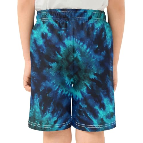 DOMIKING Blue Teal Tie Dye Kids Shorts Pull-on Boys Shorts with Elastic Waist Casual Athletic Pants for Summer Outdoor3