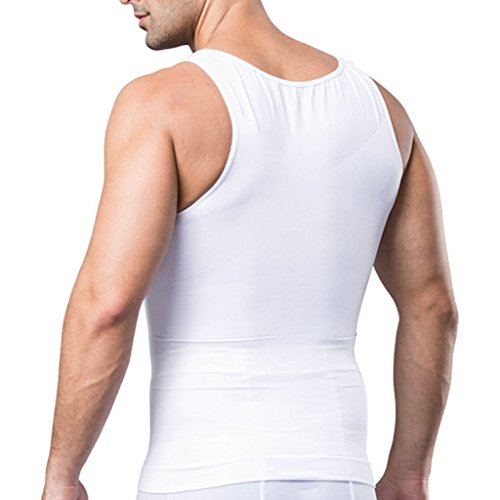 Jiao Miao Mens Waist Body Shaper Vest T-Shirt Tank Tops,T001-White-M #TOP2