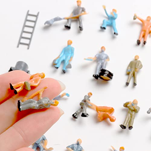 Aydinids 27 Pcs People Figurines Set Mini People Figurines Miniature Scene People Model Mini Construction Railway Worker Figures, 1:87 Scale #TOP1