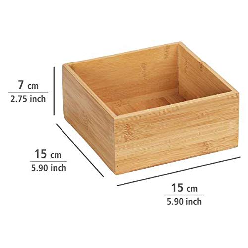 WENKO Bambus Ablage Terra M, praktische Organizer-Box für Schränke und Regale in Küche, Bad und dem gesamten Haushalt, übersichtliche Aufbewahrung von kleinen Utensilien, 15 x 7 x 15 cm, Natur