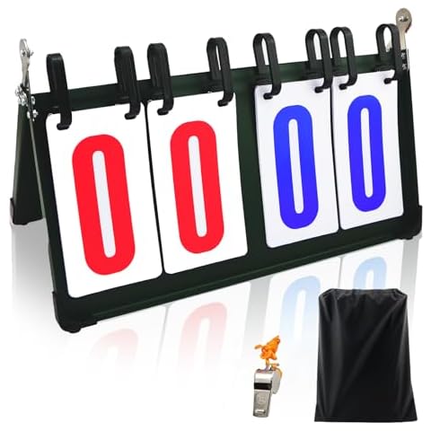 ZHT 4-Digit Scoreboard Scores 1-99, Portable Tabletop Flip Scorekeeper Score Flipper for Indoor Outdoor Sports Basketball Football Tennis Volleyball Ping Pong Table Any Competitive Sport. Cover