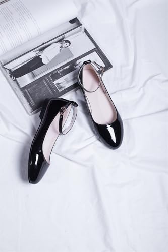 Women's Retro Penny Ankle Strap Closed Round Toe Low Chunky Heel Buckle Comfortable Ballets Work Vintage Office Flats Formal Occasion Concise Dating Business Casual Daily Wear Shoes4