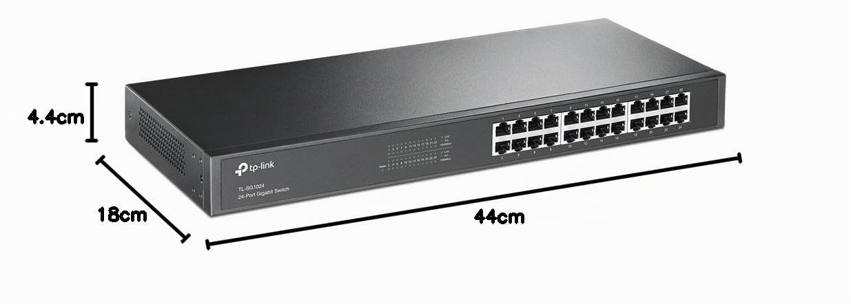 TP-Link TL-SG1024 24 Port Gigabit Netzwerk Switch ( 19 Zoll Rack-Montage, 24*RJ-45 LAN Ports, Metallgehäuse, , unmanaged, Plug-und-Play, Lifetime-Garantie) schwarz
