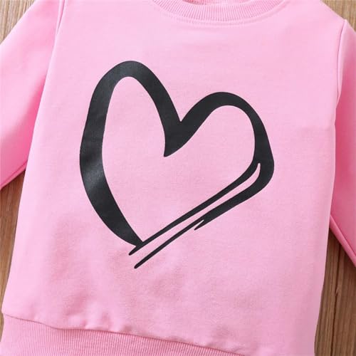 Toddler Girls Heart Graphic Sweatsuit 2 Piece Tracksuit Set Pullover Sweatshirt Long Sleeve Top and Jogger Sweatpants3