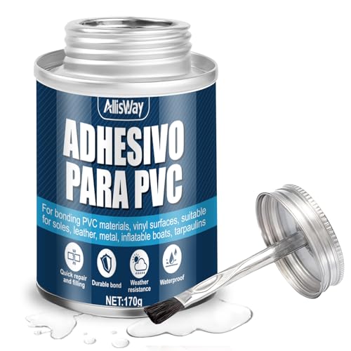 Allisway Colla per PVC, Colla per Teloni PVC, Ripara Gonfiabili, Incollaggio Rapido, Sigillatura Impermeabile, può Riparare Gommoni, Teloni per Camion, Tende, Trasparente, 170 g