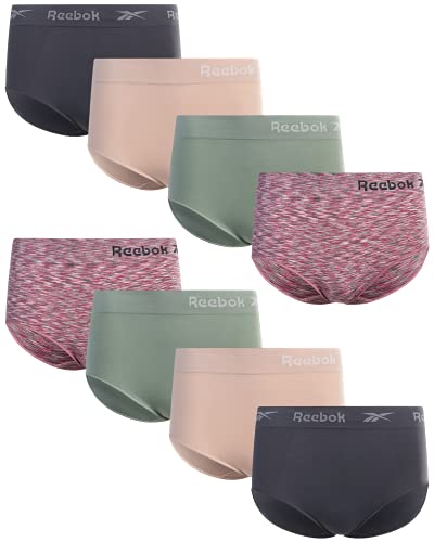 Reebok Women?s Underwear ? Seamless High Waist Brief Panties (8 Pack), Size Small, Pink Green Tan Grey